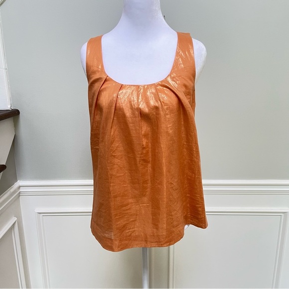J. Crew Metallic Orange Sleeveless Blouse S - Picture 1 of 7